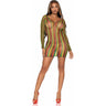 Leg Avenue - Womens Rasta Net Long Sleeved Mini Dress