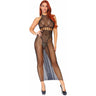 Leg Avenue - Womens Halter Dual Net Backless Dress with Cut Out Detail