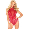 Leg Avenue - Womens Velvet and Floral Lace Starburst Teddy