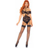 Leg Avenue - Womens 2 Piece Lace Bandeau Top and Halter Harness Garter Teddy