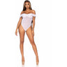 Leg Avenue - Womens Lace Ruffle Off-Shoulder Snap Crotch Teddy