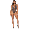 Leg Avenue - Womens Shimmer Sheer Rhinestone Thong Back Teddy