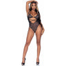 Leg Avenue - Womens 2 Piece Rhinestone Mesh Wrap Around Bikini Top and Suspender Bodysuit