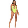 Leg Avenue - Womens 2 Piece Rhinestone Mesh Wrap Around Bikini Top and Suspender Bodysuit