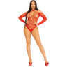 Leg Avenue - Womens Rhinestone Fishnet Crotchless Halter Teddy