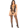Leg Avenue - Womens 2 Piece Lace and Net Cami Garter and G-String Panty
