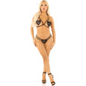 Leg Avenue - Womens 2 Piece Heart Applique Open Cup Bra and Pearl Strand G-String Panty