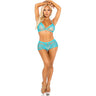 Leg Avenue - Womens 2 Piece Strappy Lace Bra Top and Boyshorts