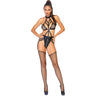 Leg Avenue - Womens Wet Look Cage Garter Teddy