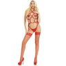 Leg Avenue - Womens Convertible Vegan Leather Heart Ring Studded Harness Teddy