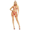 Leg Avenue - Womens 2 Piece Vegan Leather O-Ring Studded Harness Teddy and Headband