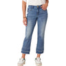 Democracy - Womens Absolution Mid-Rise Blue Double Layer Fray Hem Kick Flare Jeans