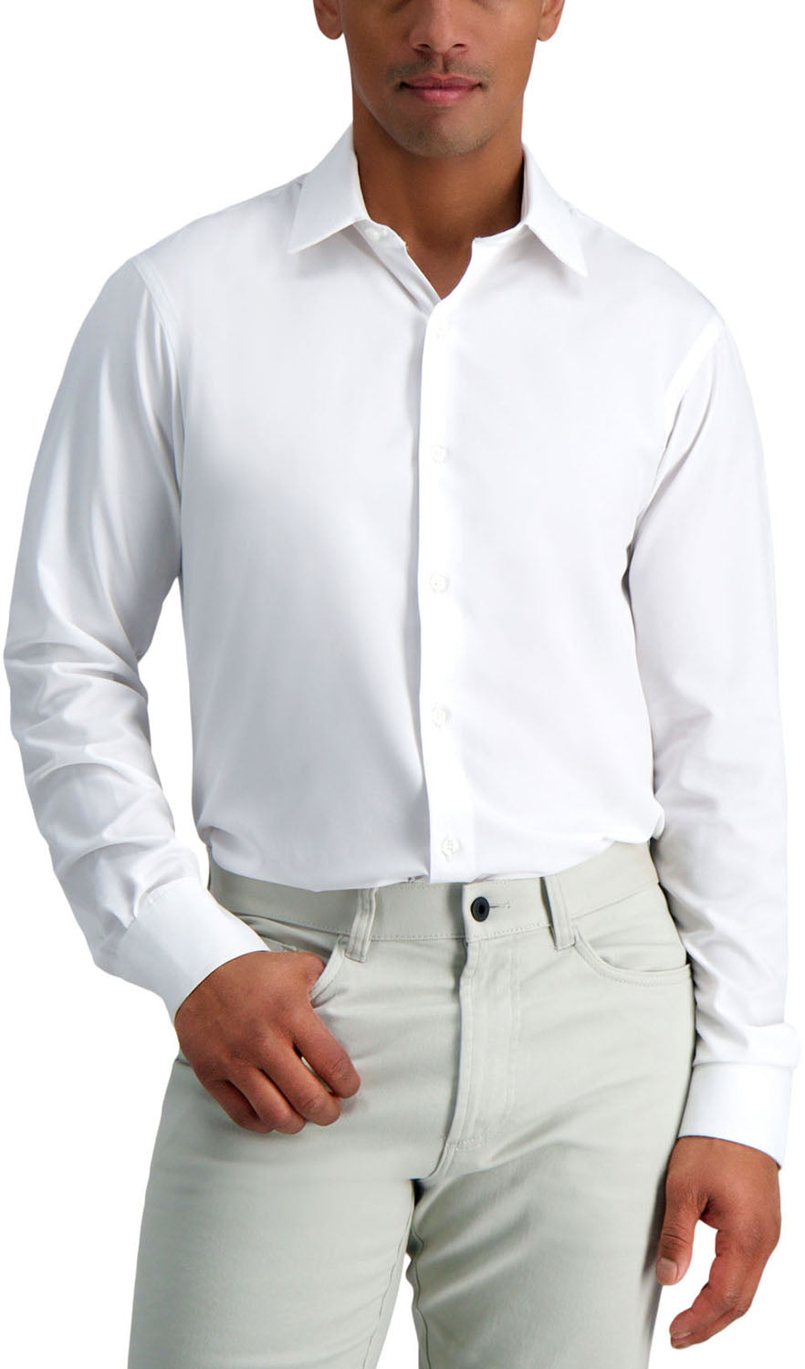 Haggar - Mens Smart Wash Dress Shirt - 14"-14.5" Neck 32"-33" Sleeve / White Haggar - Mens Smart Wash Dress Shirt - 14"-14.5" Neck 32"-33" Sleeve / White