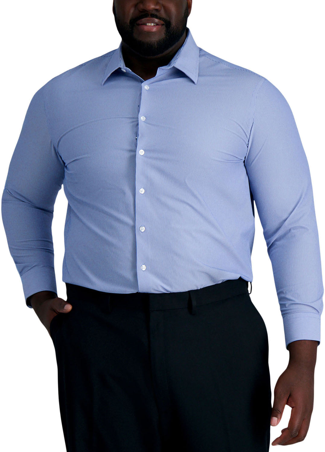 Haggar - Mens Smart Wash Tall Dress Shirt - 17.5"-18" Neck 35"-36" Sleeve / Indigo Haggar - Mens Smart Wash Tall Dress Shirt - 17.5"-18" Neck 35"-36" Sleeve / Indigo