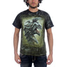 Fantasy - Battle Dragon Adult T-Shirt In Dark Green Crinkle Dye