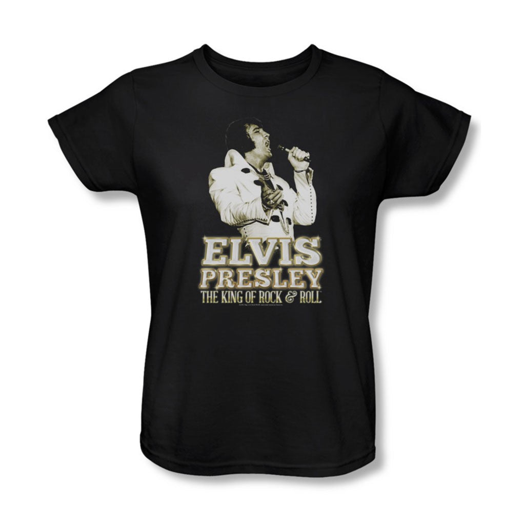 Elvis Presley Womens Golden T-Shirt In Black – Dress Code