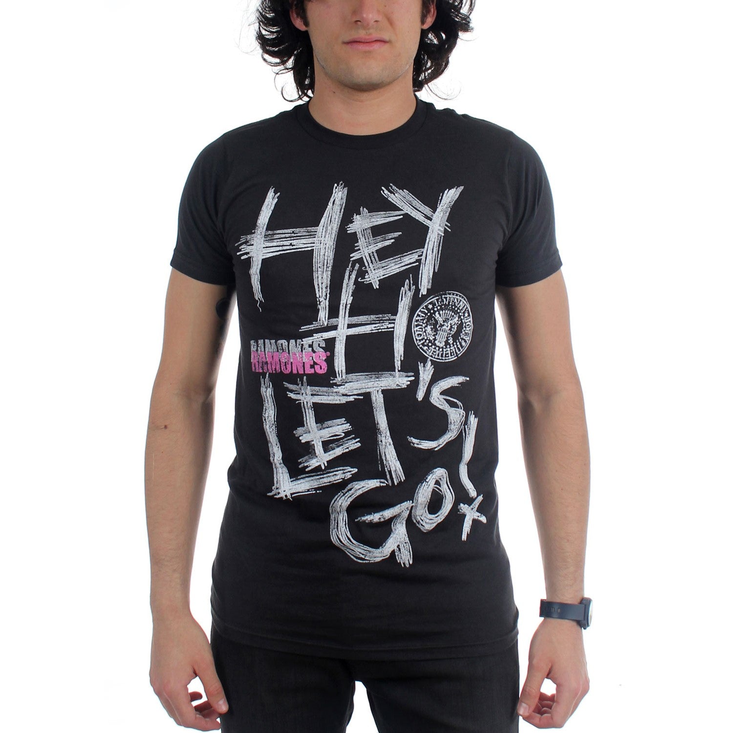 Ramones Men's Sketch Hey Ho Lets Go T-shirt Medium Grey Ramones Men's Sketch Hey Ho Lets Go T-shirt Medium Grey