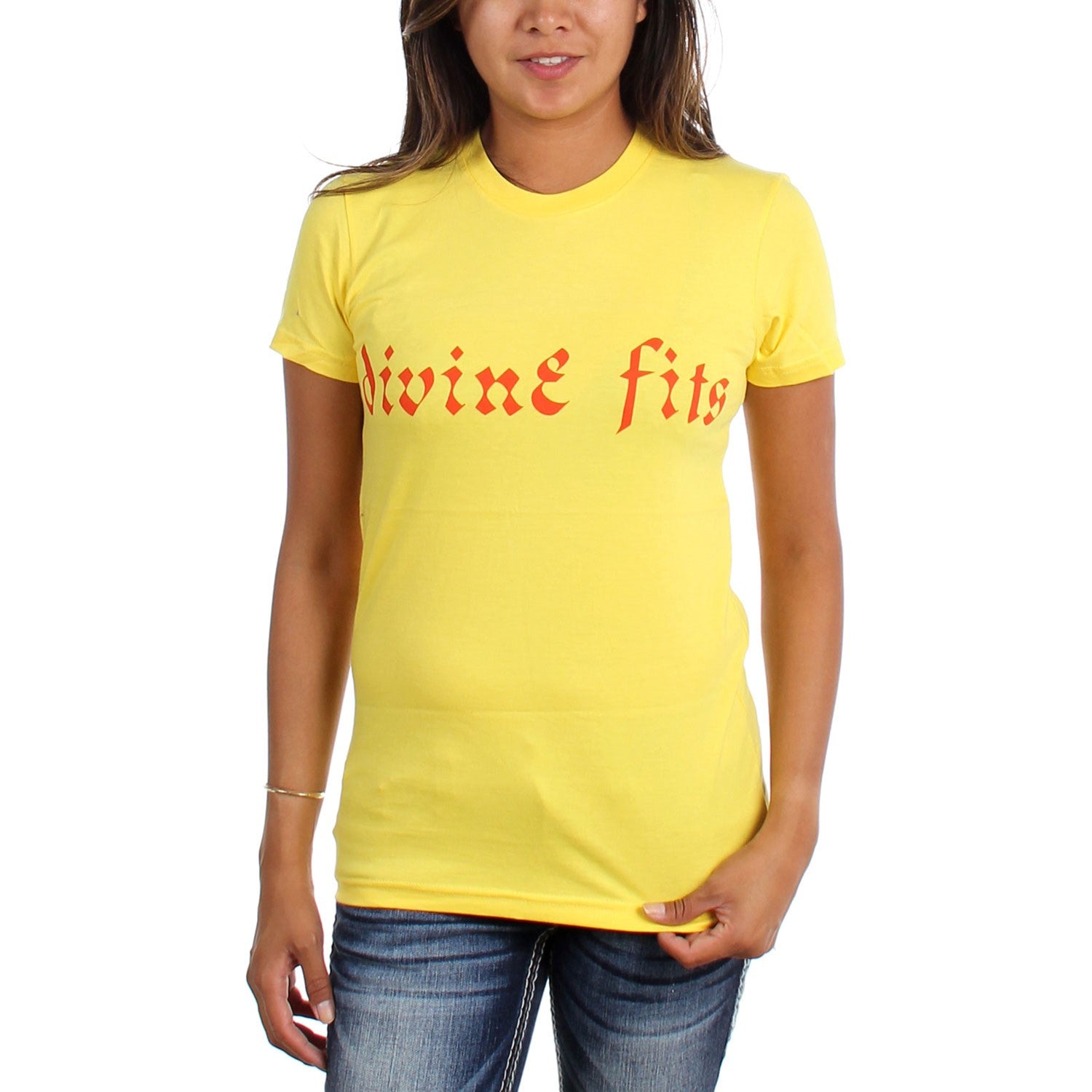 Divine Fits Womens Orange Logo T-Shirt โ Dress Code